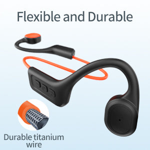 SilisoundTek S800C Bone Conduction Headphones, Open-Ear Bluetooth 5.3 Headphones with Mic, IPX7 Waterproof Sports Earbuds Wireless Earphones for Running Workout Cycling, 1.5 Fast Charging and 10H Working Time (Orange)