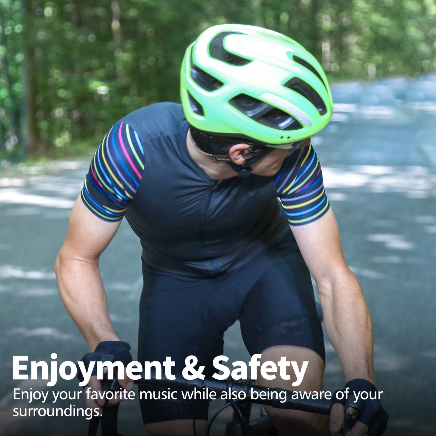 SilisoundTek S800C Bone Conduction Headphones, Open-Ear Bluetooth 5.3 Headphones with Mic, IPX7 Waterproof Sports Earbuds Wireless Earphones for Running Workout Cycling, 1.5 Fast Charging and 10H Working Time