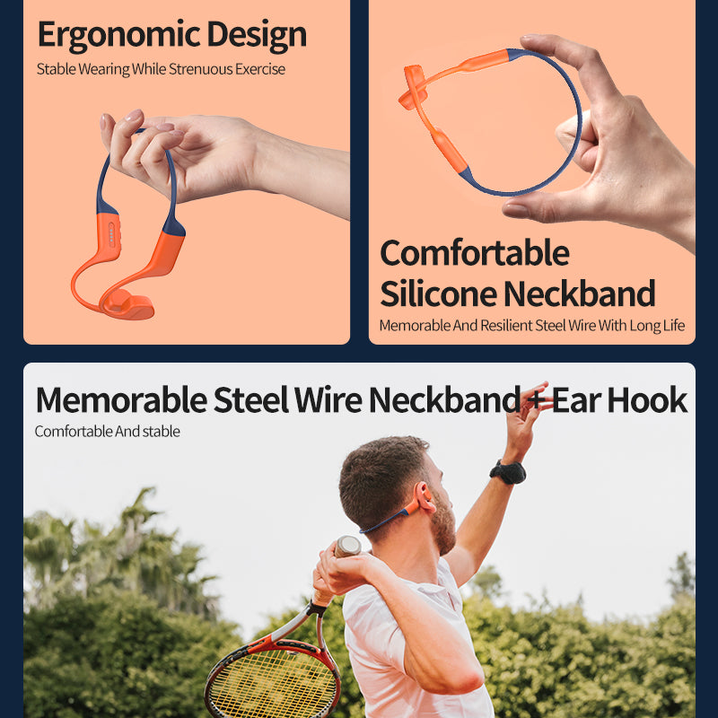 SilisoundTek s800pro Open Ear Sport Headphones, Wireless Bone Conduction Earphones, Built-in 32GB MP3,with Mic, IP68, Sweat & Water Resistant, Up to 8 Hours Battery, Bluetooth 5.4,for Running,Workouts