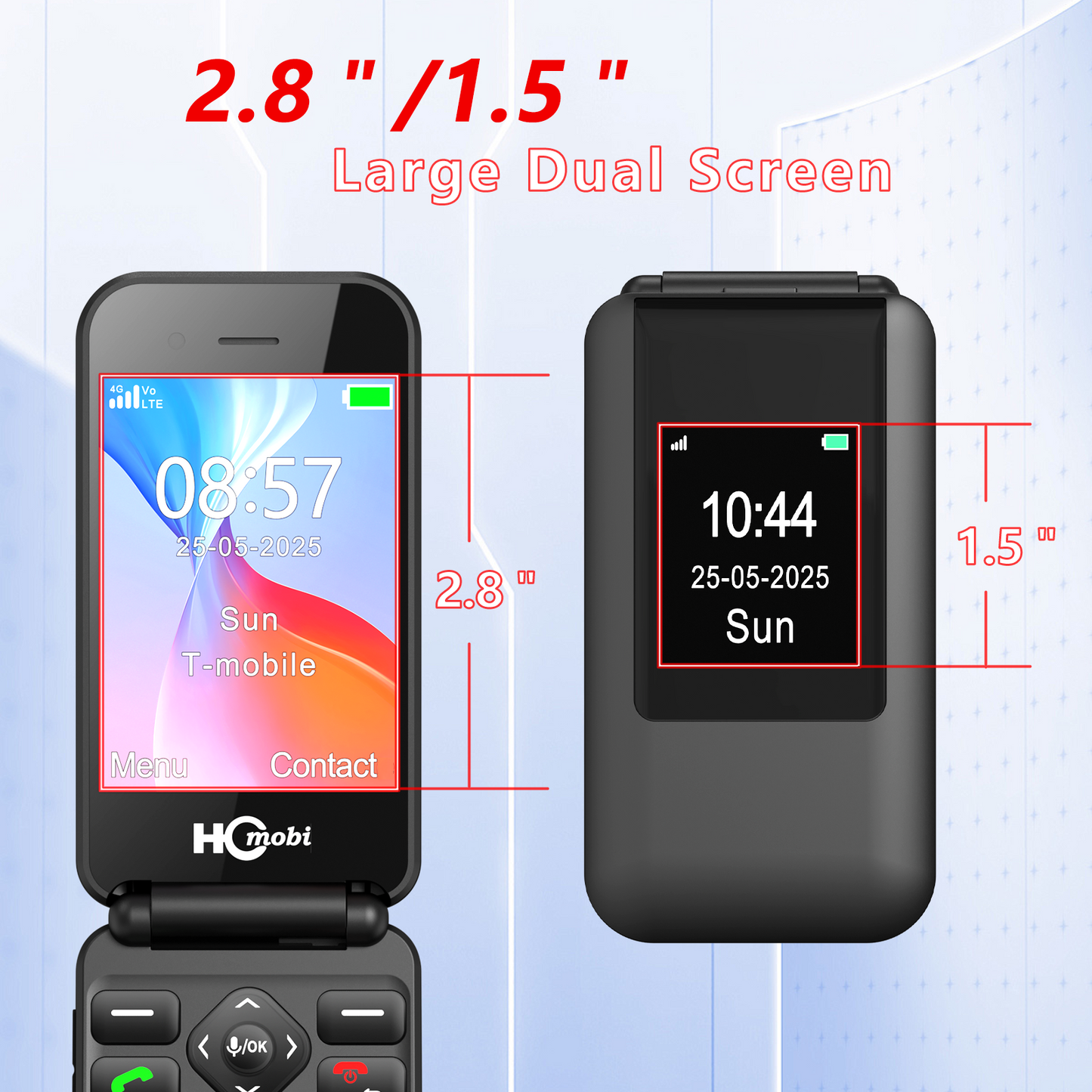 Mobile phone C8, 4G Flip Phone for Seniors,Unlocked Basic Flip Phone,2.8+1.5",SOS Button,Speed Dial,Hans-Free,Large Fonts,Big Buttons,Bluetooth,Camera,FM Radio,1400mAh Battery (Black)