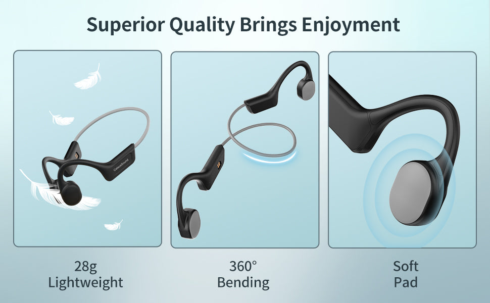 SilisoundTek S800C Bone Conduction Headphones, Open-Ear Bluetooth 5.3 Headphones with Mic, IPX7 Waterproof Sports Earbuds Wireless Earphones for Running Workout Cycling, 1.5 Fast Charging and 10H Working Time