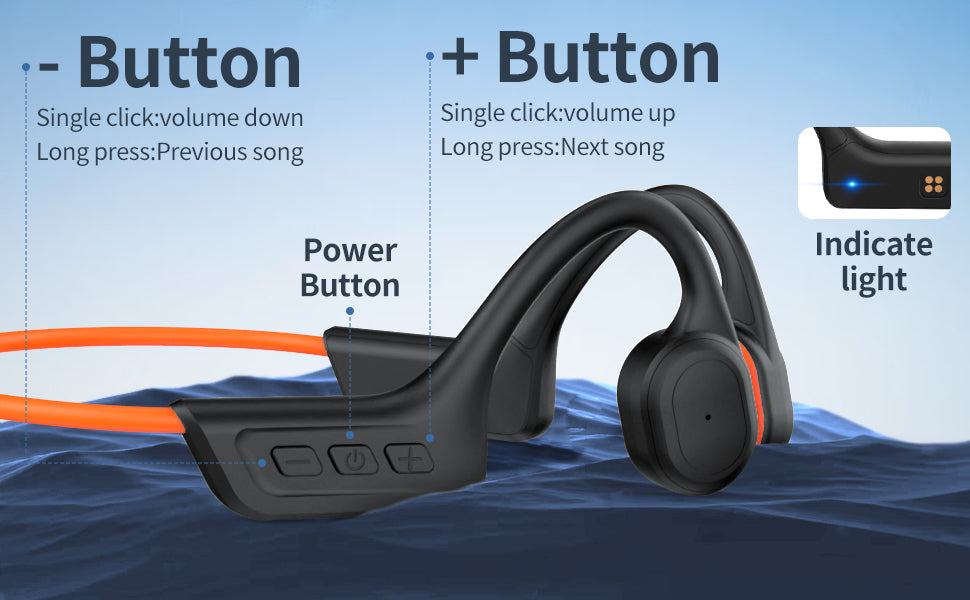 SilisoundTek S800C Bone Conduction Headphones, Open-Ear Bluetooth 5.3 Headphones with Mic, IPX7 Waterproof Sports Earbuds Wireless Earphones for Running Workout Cycling, 1.5 Fast Charging and 10H Working Time (Orange)