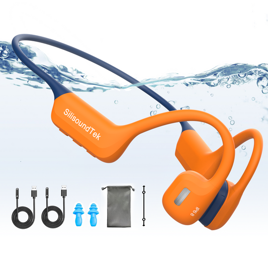 Swimming Headphones, IP68 Waterproof Bone Conduction Headphones, 6.0 Bluetooth Wireless Open Ear Headphones, Built-in 32GB MP3 Player Underwater Headphone for Running, Cycling